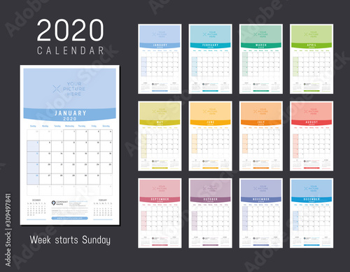 2020 one page wall calendar