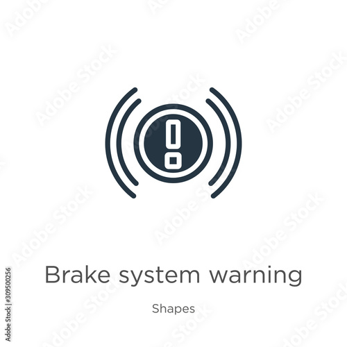 Brake system warning icon vector. Trendy flat brake system warning icon from shapes collection isolated on white background. Vector illustration can be used for web and mobile graphic design, logo,