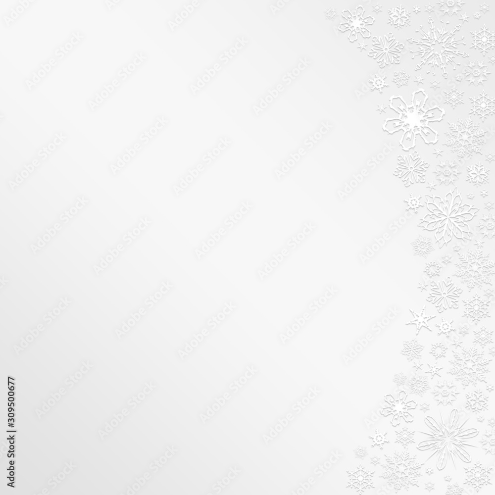Fototapeta premium Grey Winter Background with snowflakes for your own creations