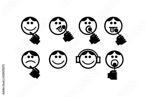 Black and White Emoticons Ethnic Faces