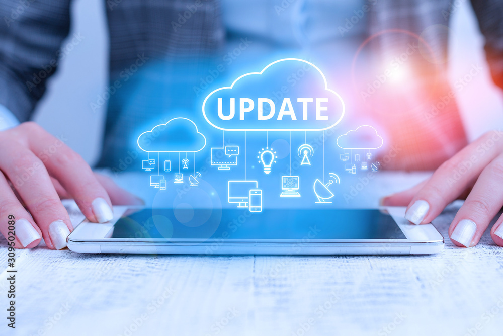 Word writing text Update. Business photo showcasing by adding new information or making corrections Up to date