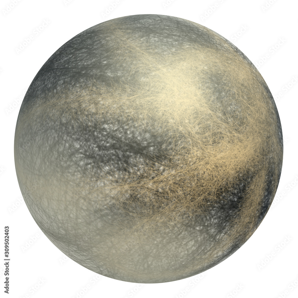 Abstract ball made of gray and yellow fibers. Isolated raster shape on a white background. Abstract ball made of gray and yellow fibers. Isolated raster shape on a white background.
