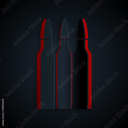 Paper cut Bullet icon isolated on black background. Paper art style. Vector Illustration