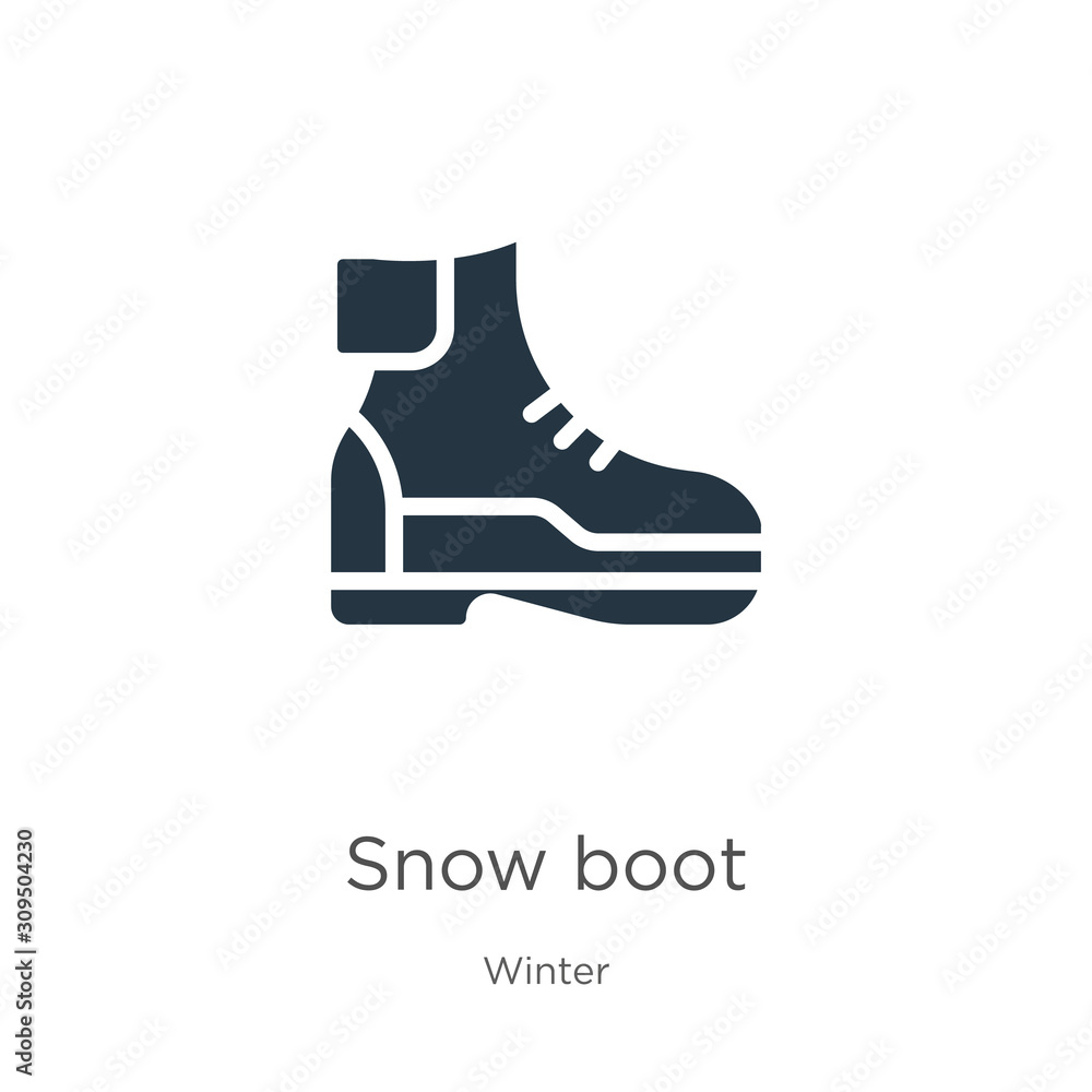 Snow boot icon vector. Trendy flat snow boot icon from winter collection isolated on white background. Vector illustration can be used for web and mobile graphic design, logo, eps10 Snow boot icon vector. Trendy flat snow boot icon from winter collection isolated on white background. Vector illustration can be used for web and mobile graphic design, logo, eps10