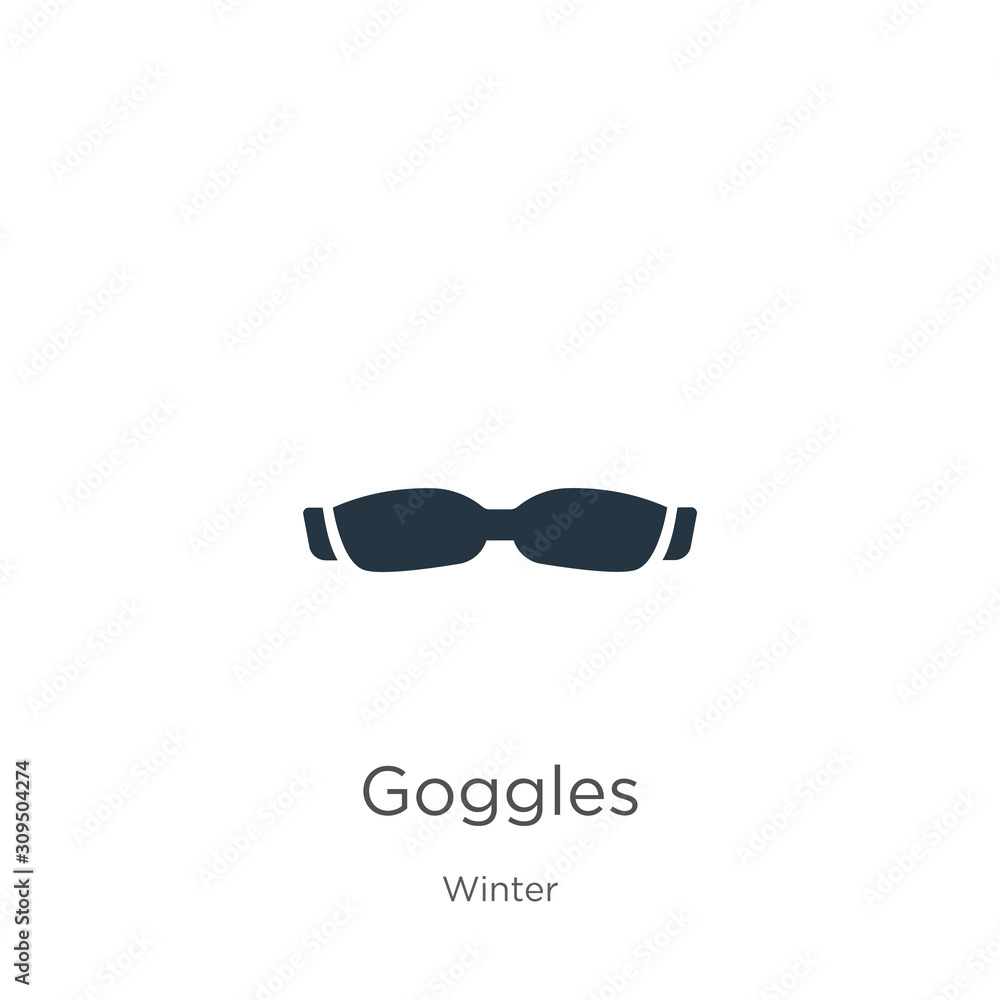 Goggles icon vector. Trendy flat goggles icon from winter collection isolated on white background. Vector illustration can be used for web and mobile graphic design, logo, eps10 Goggles icon vector. Trendy flat goggles icon from winter collection isolated on white background. Vector illustration can be used for web and mobile graphic design, logo, eps10
