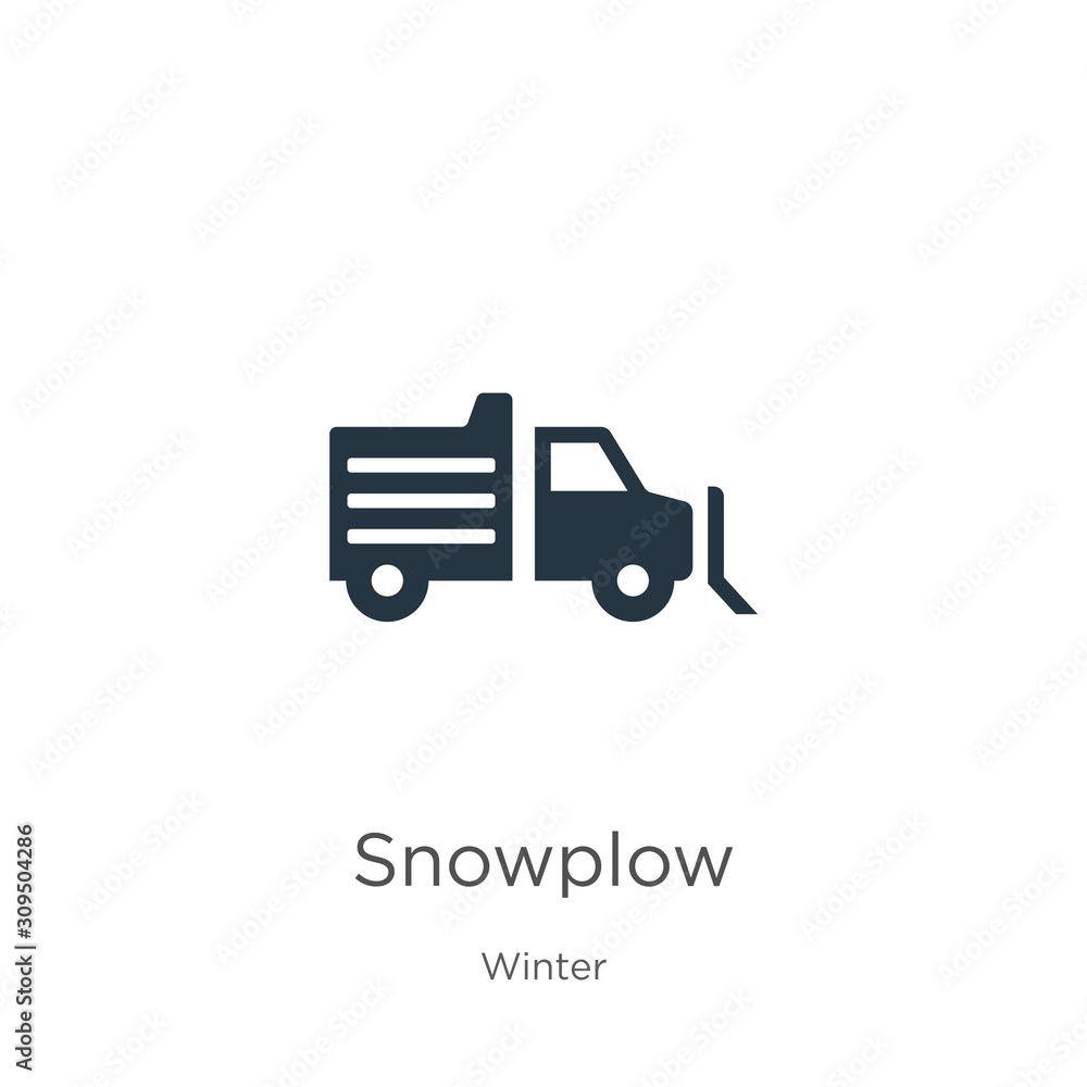 Snowplow icon vector. Trendy flat snowplow icon from winter collection isolated on white background. Vector illustration can be used for web and mobile graphic design, logo, eps10 Snowplow icon vector. Trendy flat snowplow icon from winter collection isolated on white background. Vector illustration can be used for web and mobile graphic design, logo, eps10