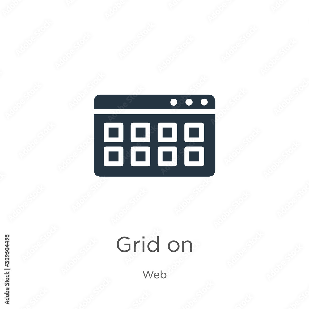Grid on icon vector. Trendy flat grid on icon from web collection isolated on white background. Vector illustration can be used for web and mobile graphic design, logo, eps10 Grid on icon vector. Trendy flat grid on icon from web collection isolated on white background. Vector illustration can be used for web and mobile graphic design, logo, eps10