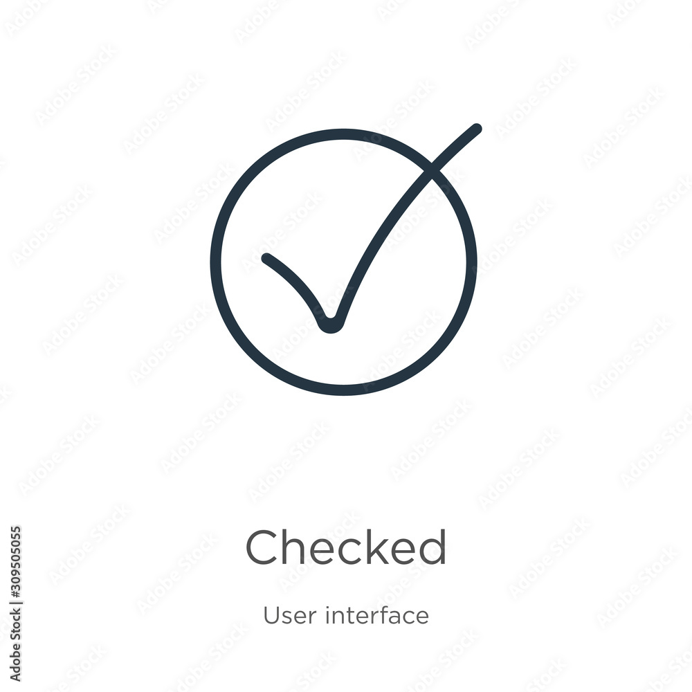 Checked icon vector. Trendy flat checked icon from web navigation collection isolated on white background. Vector illustration can be used for web and mobile graphic design, logo, eps10 Checked icon vector. Trendy flat checked icon from web navigation collection isolated on white background. Vector illustration can be used for web and mobile graphic design, logo, eps10