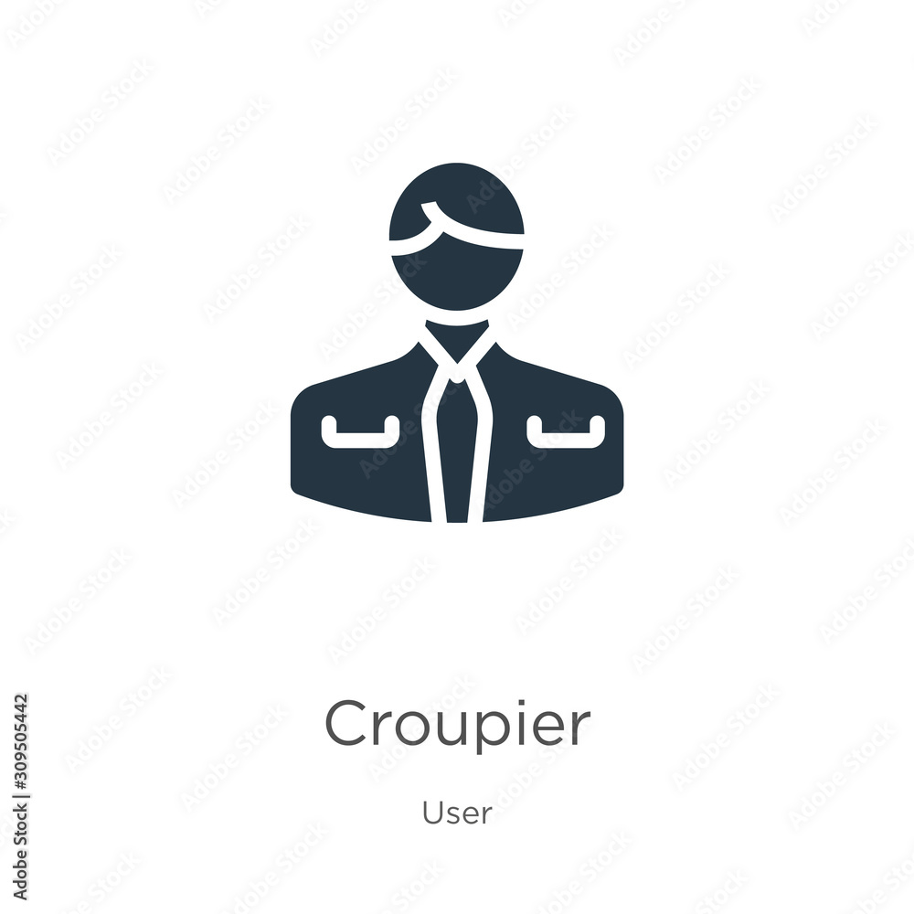 Croupier icon vector. Trendy flat croupier icon from user collection isolated on white background. Vector illustration can be used for web and mobile graphic design, logo, eps10 Croupier icon vector. Trendy flat croupier icon from user collection isolated on white background. Vector illustration can be used for web and mobile graphic design, logo, eps10