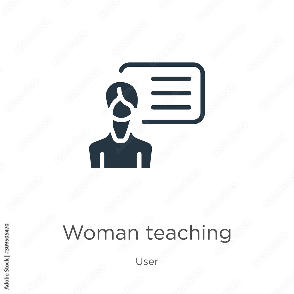 Woman teaching icon vector. Trendy flat woman teaching icon from user collection isolated on white background. Vector illustration can be used for web and mobile graphic design, logo, eps10 Woman teaching icon vector. Trendy flat woman teaching icon from user collection isolated on white background. Vector illustration can be used for web and mobile graphic design, logo, eps10