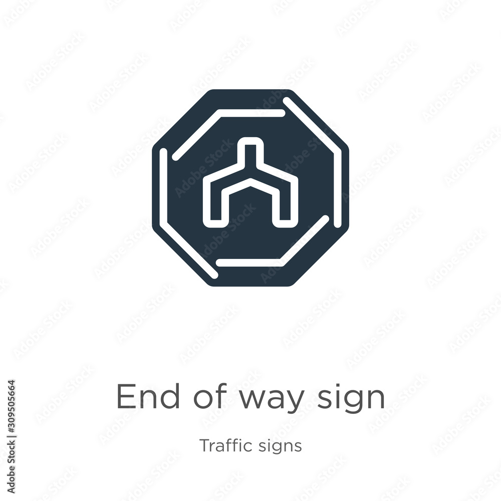 End of way sign icon vector. Trendy flat end of way sign icon from traffic signs collection isolated on white background. Vector illustration can be used for web and mobile graphic design, logo, eps10 End of way sign icon vector. Trendy flat end of way sign icon from traffic signs collection isolated on white background. Vector illustration can be used for web and mobile graphic design, logo, eps10