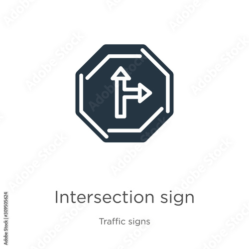 Intersection sign icon vector. Trendy flat intersection sign icon from traffic signs collection isolated on white background. Vector illustration can be used for web and mobile graphic design, logo,