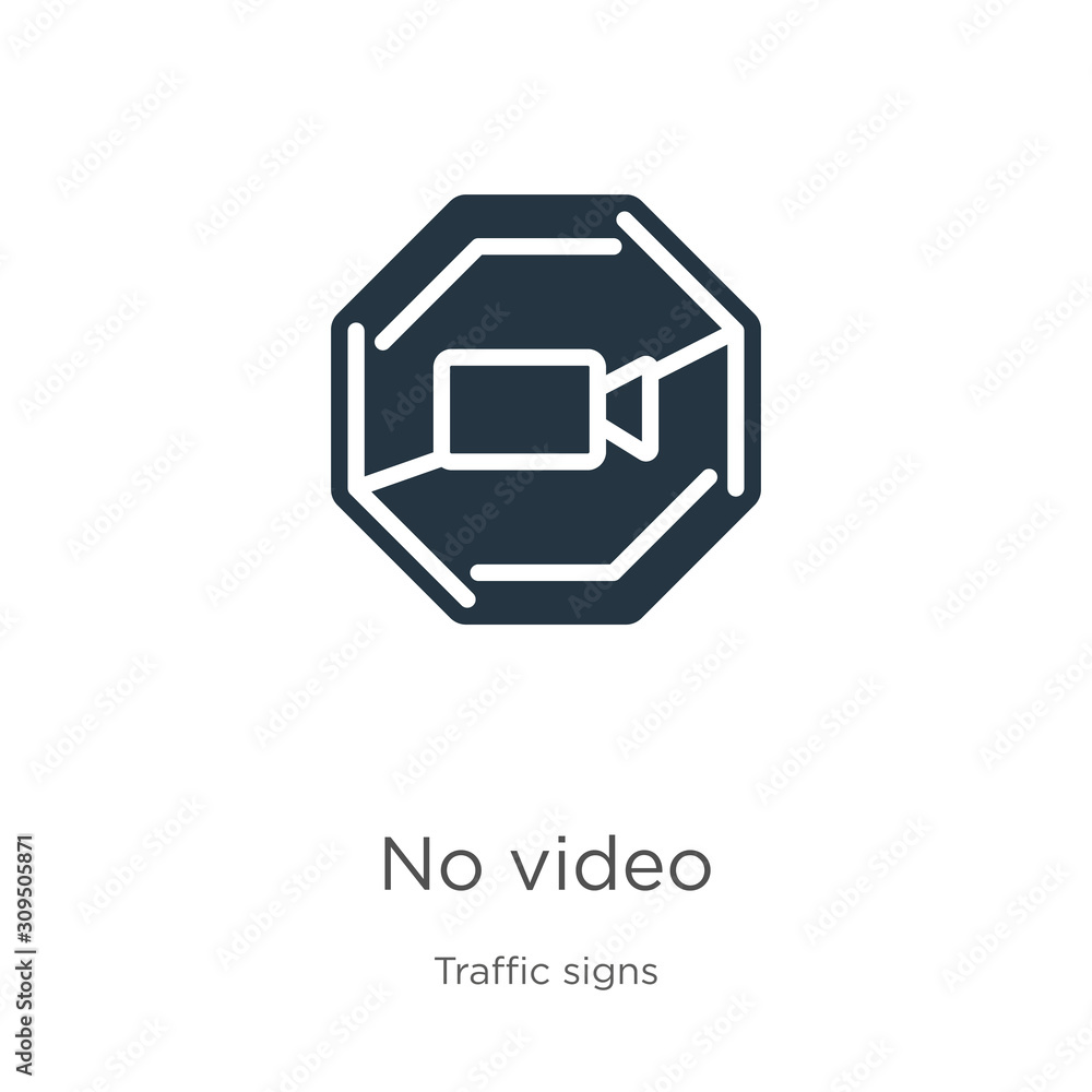 No video icon vector. Trendy flat no video icon from traffic signs collection isolated on white background. Vector illustration can be used for web and mobile graphic design, logo, eps10 No video icon vector. Trendy flat no video icon from traffic signs collection isolated on white background. Vector illustration can be used for web and mobile graphic design, logo, eps10