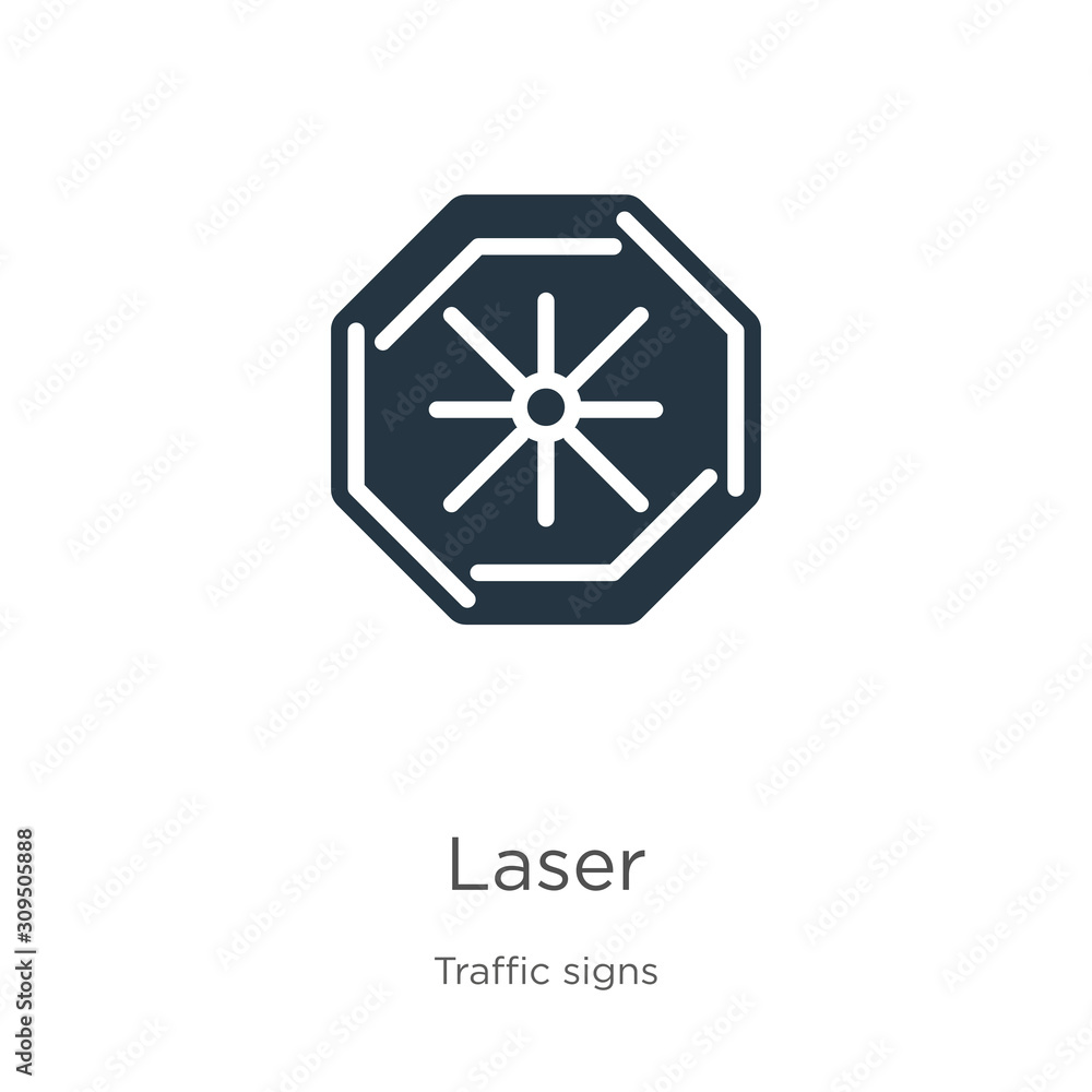 Laser icon vector. Trendy flat laser icon from traffic signs collection isolated on white background. Vector illustration can be used for web and mobile graphic design, logo, eps10 Laser icon vector. Trendy flat laser icon from traffic signs collection isolated on white background. Vector illustration can be used for web and mobile graphic design, logo, eps10