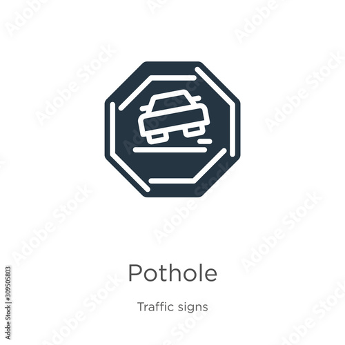 Pothole icon vector. Trendy flat pothole icon from traffic signs collection isolated on white background. Vector illustration can be used for web and mobile graphic design, logo, eps10