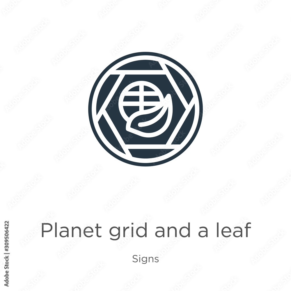 Planet grid and a leaf icon vector. Trendy flat planet grid and a leaf icon from signs collection isolated on white background. Vector illustration can be used for web and mobile graphic design, logo,