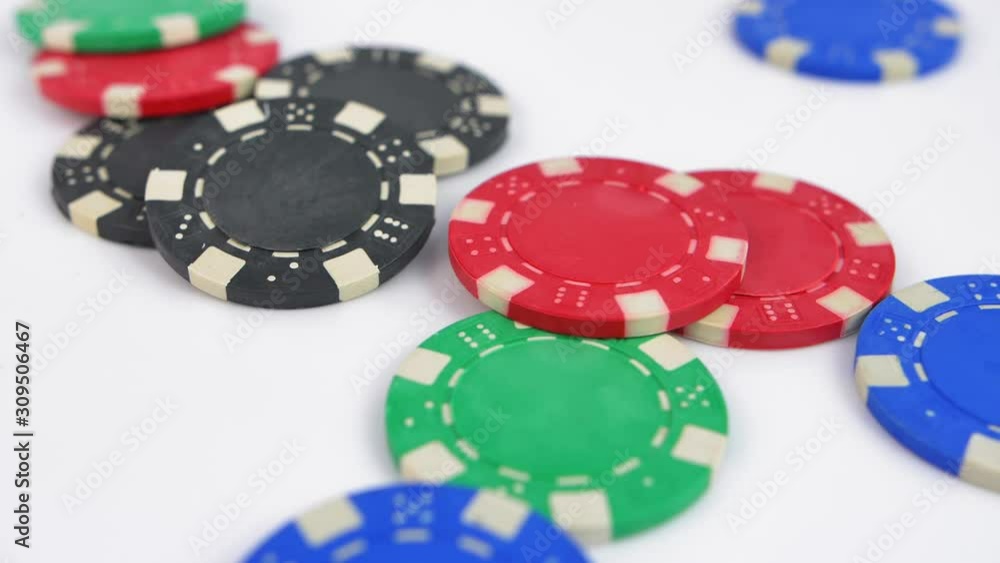 Poker Chips Thrown at White Table Slow Motion Poker Chips Thrown at White Table Slow Motion