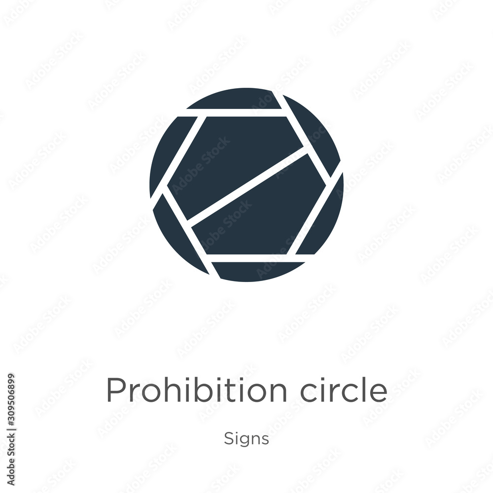 Prohibition circle icon vector. Trendy flat prohibition circle icon from signs collection isolated on white background. Vector illustration can be used for web and mobile graphic design, logo, eps10 Prohibition circle icon vector. Trendy flat prohibition circle icon from signs collection isolated on white background. Vector illustration can be used for web and mobile graphic design, logo, eps10