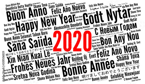 Happy New Year 2020 in different languages