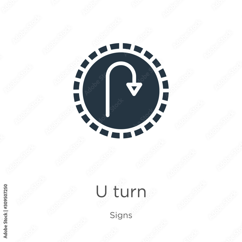 U turn icon vector. Trendy flat u turn icon from signs collection isolated on white background. Vector illustration can be used for web and mobile graphic design, logo, eps10 U turn icon vector. Trendy flat u turn icon from signs collection isolated on white background. Vector illustration can be used for web and mobile graphic design, logo, eps10