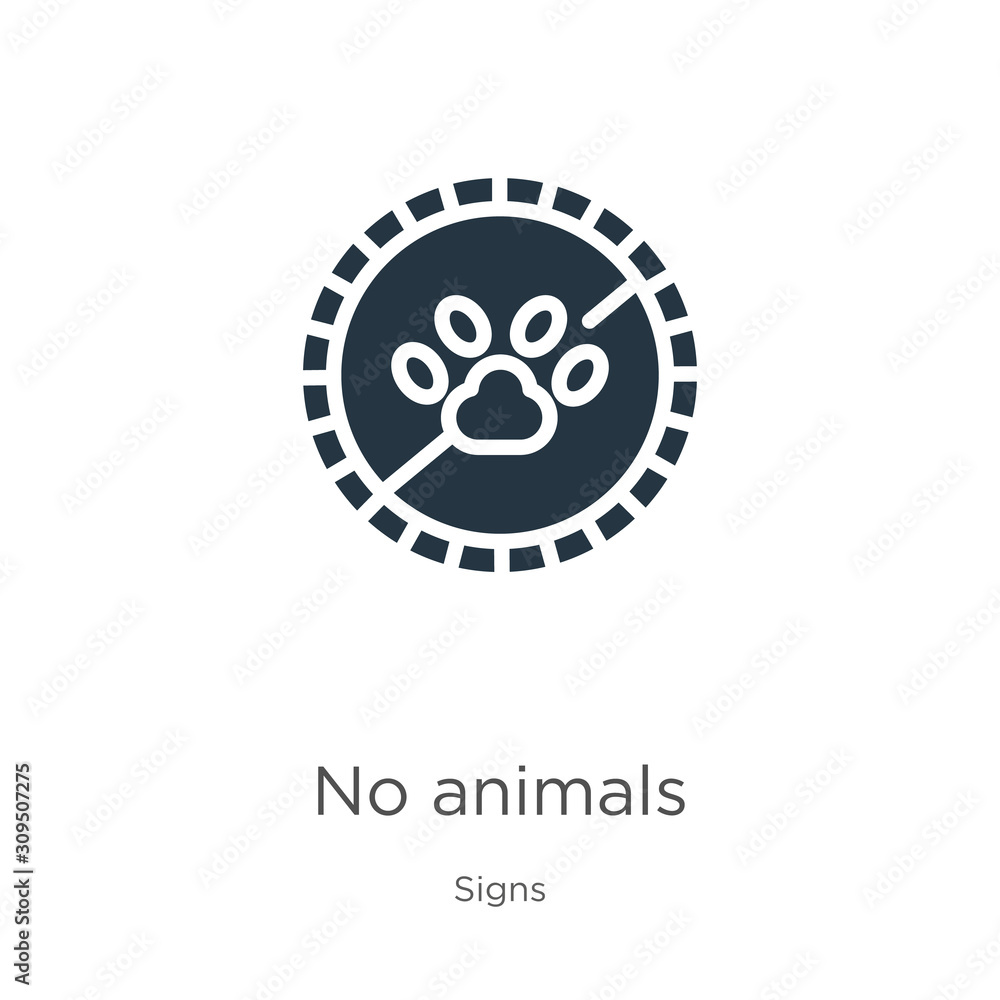 No animals icon vector. Trendy flat no animals icon from signs collection isolated on white background. Vector illustration can be used for web and mobile graphic design, logo, eps10 No animals icon vector. Trendy flat no animals icon from signs collection isolated on white background. Vector illustration can be used for web and mobile graphic design, logo, eps10