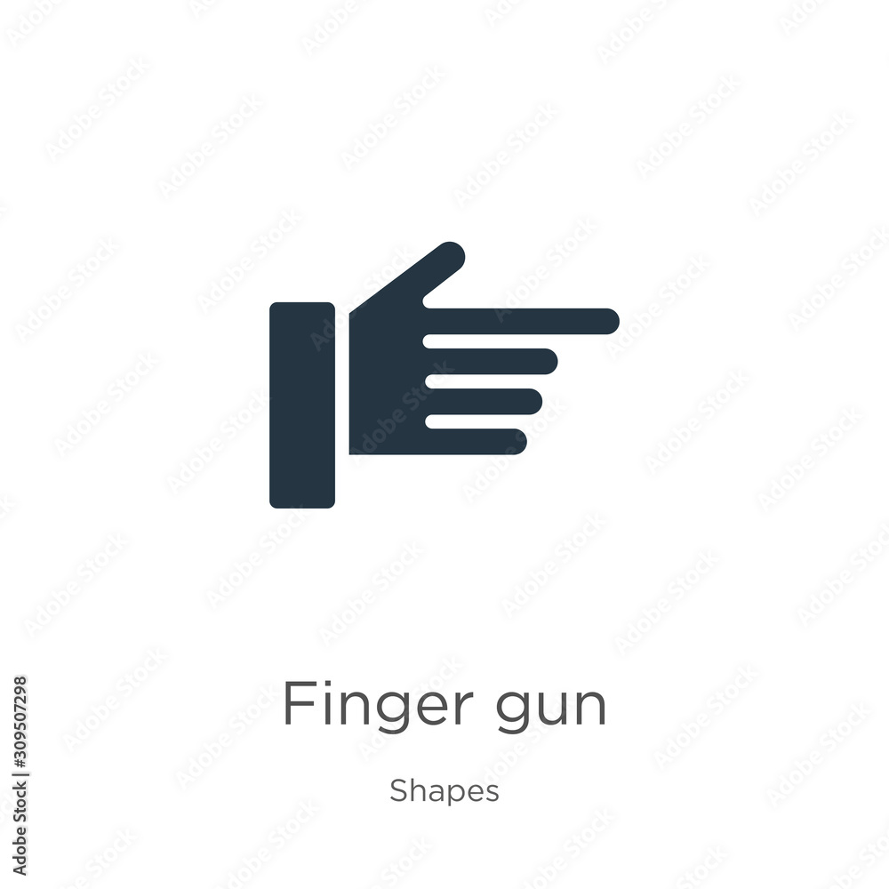 Finger gun icon vector. Trendy flat finger gun icon from shapes collection isolated on white background. Vector illustration can be used for web and mobile graphic design, logo, eps10 Finger gun icon vector. Trendy flat finger gun icon from shapes collection isolated on white background. Vector illustration can be used for web and mobile graphic design, logo, eps10