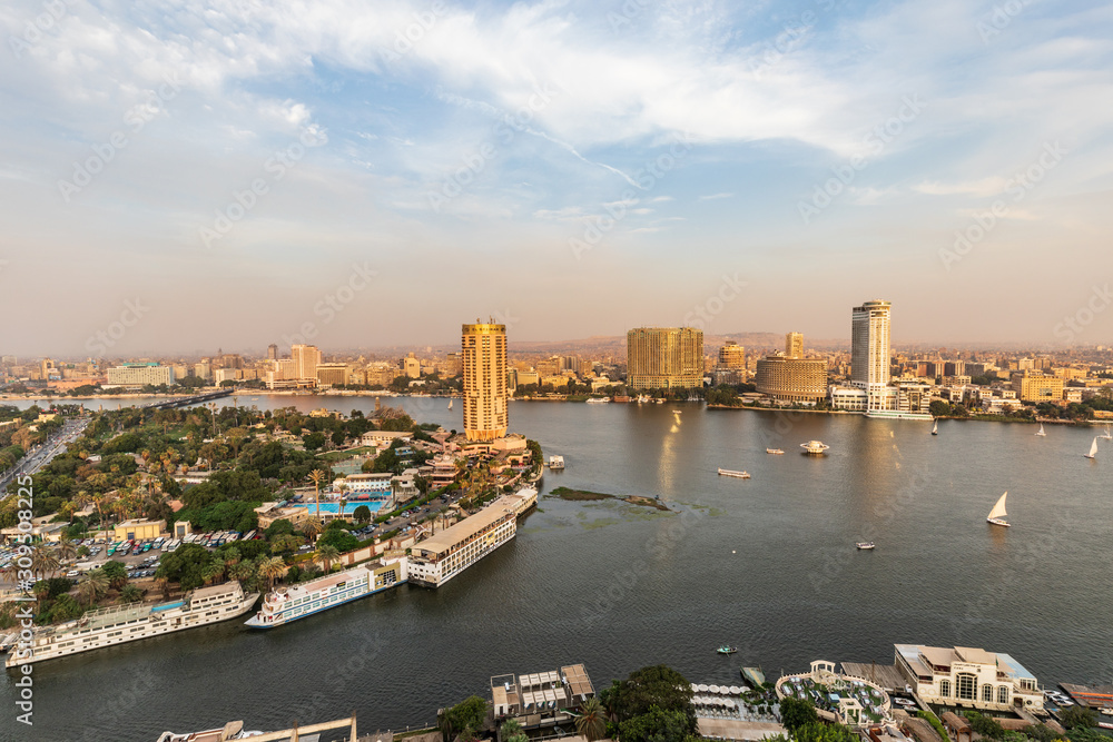View of downtown Cairo and the Nile River