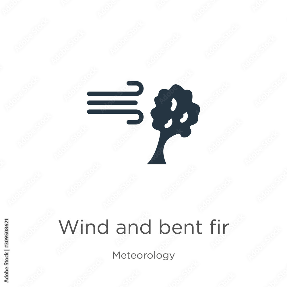 Wind and bent fir icon vector. Trendy flat wind and bent fir icon from meteorology collection isolated on white background. Vector illustration can be used for web and mobile graphic design, logo,
