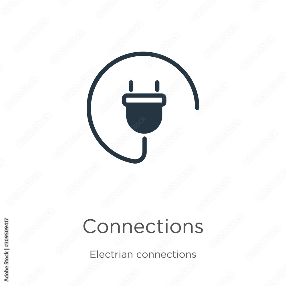 Connections icon vector. Trendy flat connections icon from electrian ...