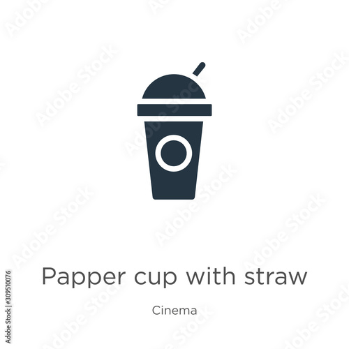 Papper cup with straw icon vector. Trendy flat papper cup with straw icon from cinema collection isolated on white background. Vector illustration can be used for web and mobile graphic design, logo,