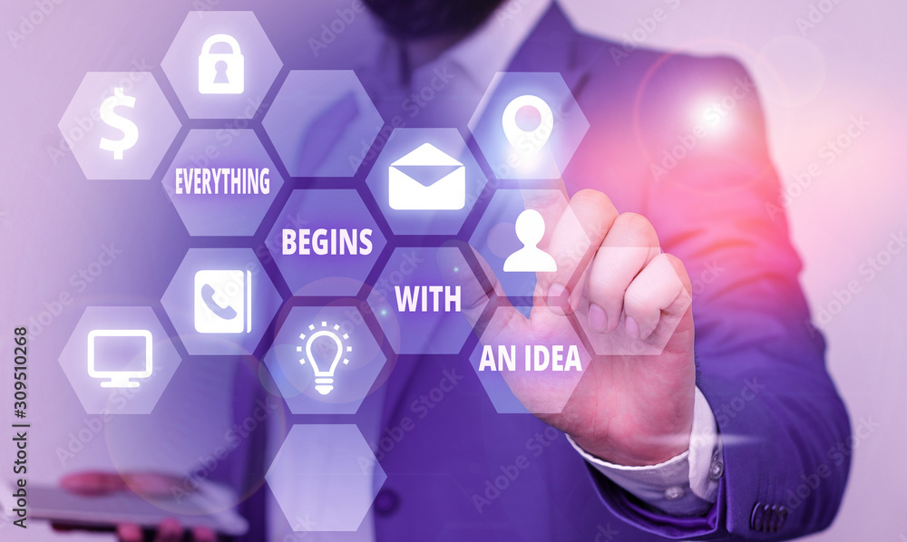 Word writing text Everything Begins With An Idea. Business photo showcasing steps you take to turn an idea into a reality Word writing text Everything Begins With An Idea. Business photo showcasing steps you take to turn an idea into a reality