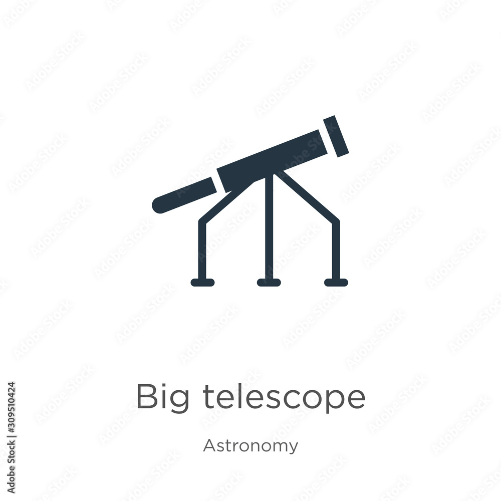 Big telescope icon vector. Trendy flat big telescope icon from astronomy collection isolated on white background. Vector illustration can be used for web and mobile graphic design, logo, eps10 Big telescope icon vector. Trendy flat big telescope icon from astronomy collection isolated on white background. Vector illustration can be used for web and mobile graphic design, logo, eps10