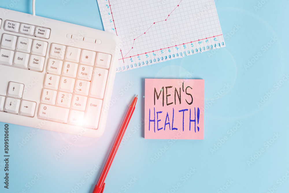 Writing note showing Men S Health. Business concept for state of complete physical mental and social well being by analysis Paper blue keyboard office study notebook chart numbers memo Writing note showing Men S Health. Business concept for state of complete physical mental and social well being by analysis Paper blue keyboard office study notebook chart numbers memo