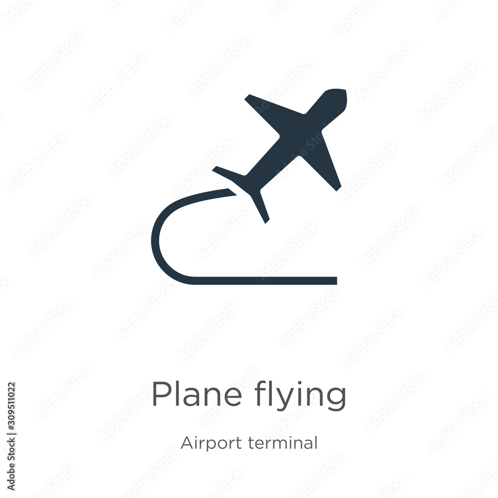 Plane flying icon vector. Trendy flat plane flying icon from airport terminal collection isolated on white background. Vector illustration can be used for web and mobile graphic design, logo, eps10