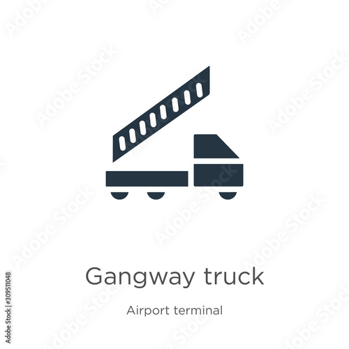 Gangway truck icon vector. Trendy flat gangway truck icon from airport terminal collection isolated on white background. Vector illustration can be used for web and mobile graphic design, logo, eps10