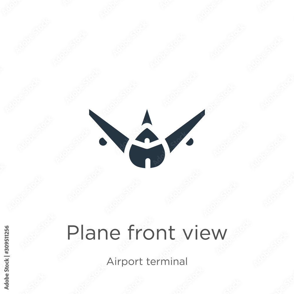 Plane front view icon vector. Trendy flat plane front view icon from airport terminal collection isolated on white background. Vector illustration can be used for web and mobile graphic design, logo, Plane front view icon vector. Trendy flat plane front view icon from airport terminal collection isolated on white background. Vector illustration can be used for web and mobile graphic design, logo,