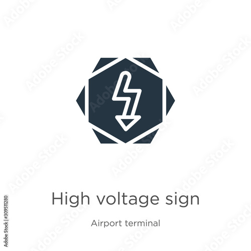 High voltage sign icon vector. Trendy flat high voltage sign icon from airport terminal collection isolated on white background. Vector illustration can be used for web and mobile graphic design,