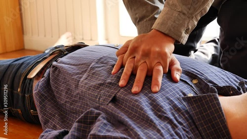 Cardiopulmonary Resuscitation (CPR) on Heart Attack Man, First Aid Emergency