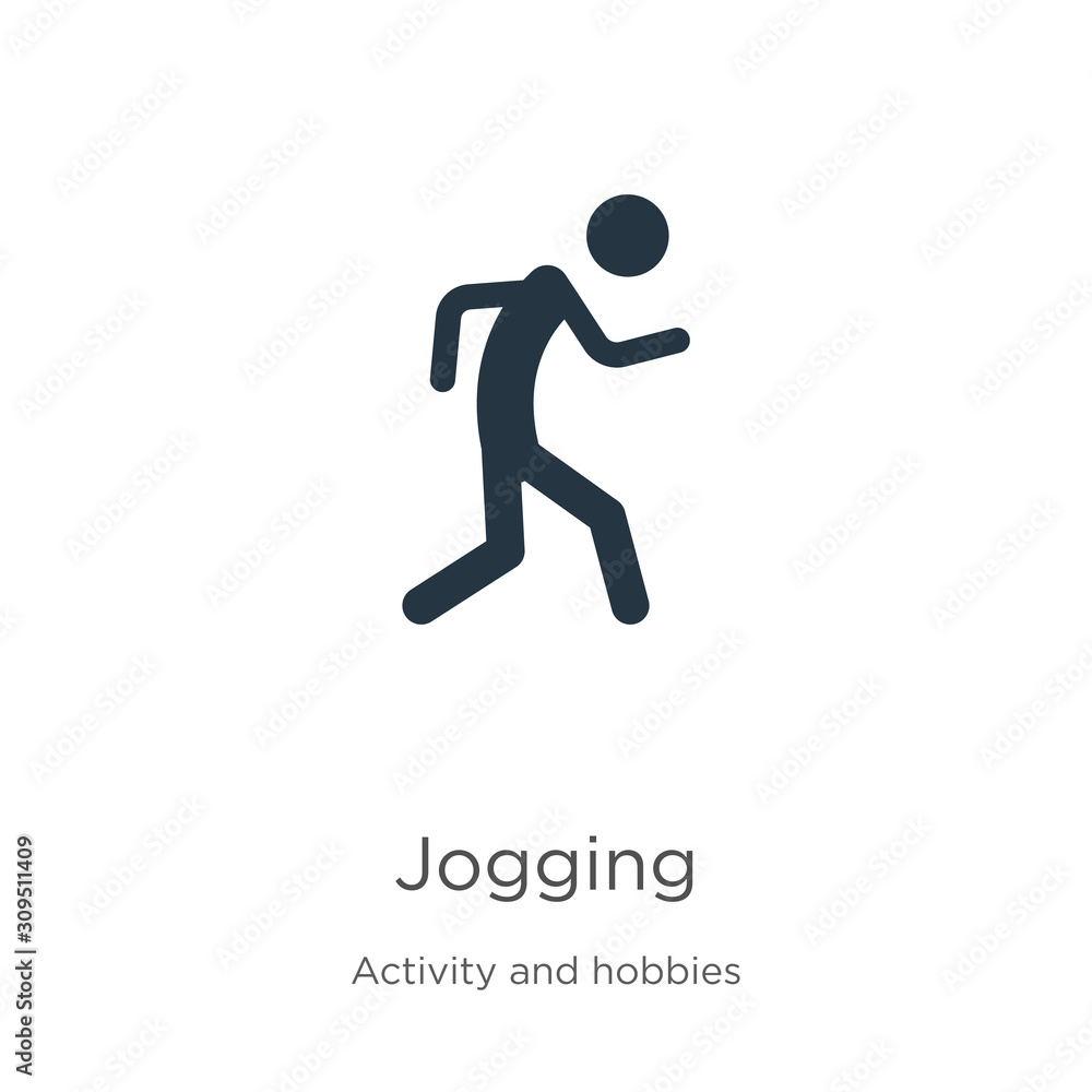 Jogging icon vector. Trendy flat jogging icon from activities collection isolated on white background. Vector illustration can be used for web and mobile graphic design, logo, eps10 Jogging icon vector. Trendy flat jogging icon from activities collection isolated on white background. Vector illustration can be used for web and mobile graphic design, logo, eps10