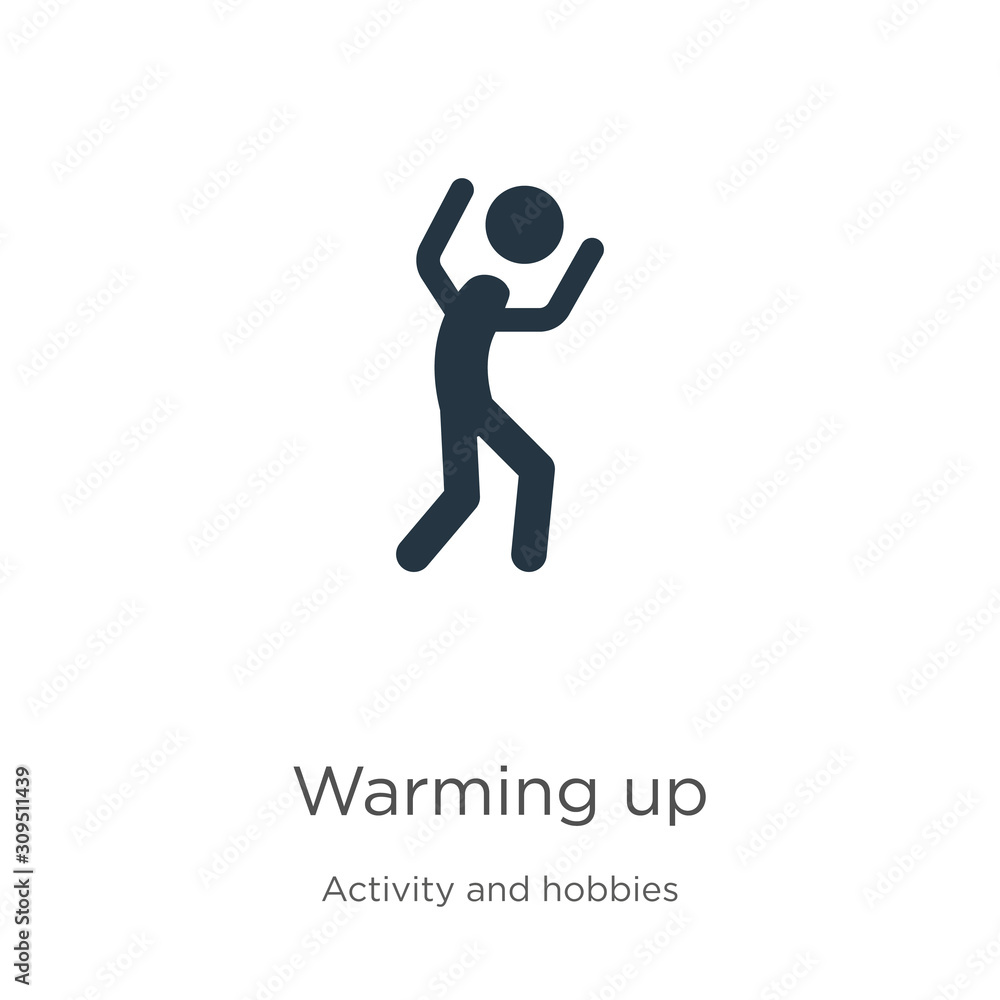 Warming up icon vector. Trendy flat warming up icon from activities collection isolated on white background. Vector illustration can be used for web and mobile graphic design, logo, eps10 Warming up icon vector. Trendy flat warming up icon from activities collection isolated on white background. Vector illustration can be used for web and mobile graphic design, logo, eps10