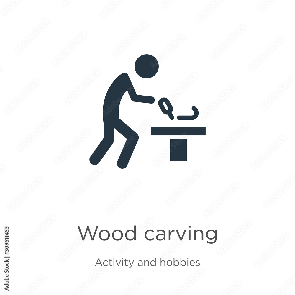 Wood carving icon vector. Trendy flat wood carving icon from activity and hobbies collection isolated on white background. Vector illustration can be used for web and mobile graphic design, logo,