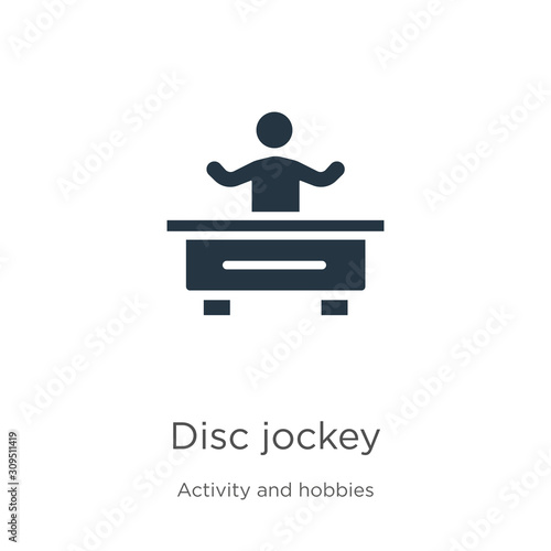 Disc jockey icon vector. Trendy flat disc jockey icon from activities collection isolated on white background. Vector illustration can be used for web and mobile graphic design, logo, eps10