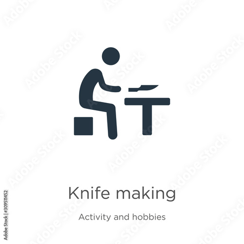 Knife making icon vector. Trendy flat knife making icon from activity and hobbies collection isolated on white background. Vector illustration can be used for web and mobile graphic design, logo,