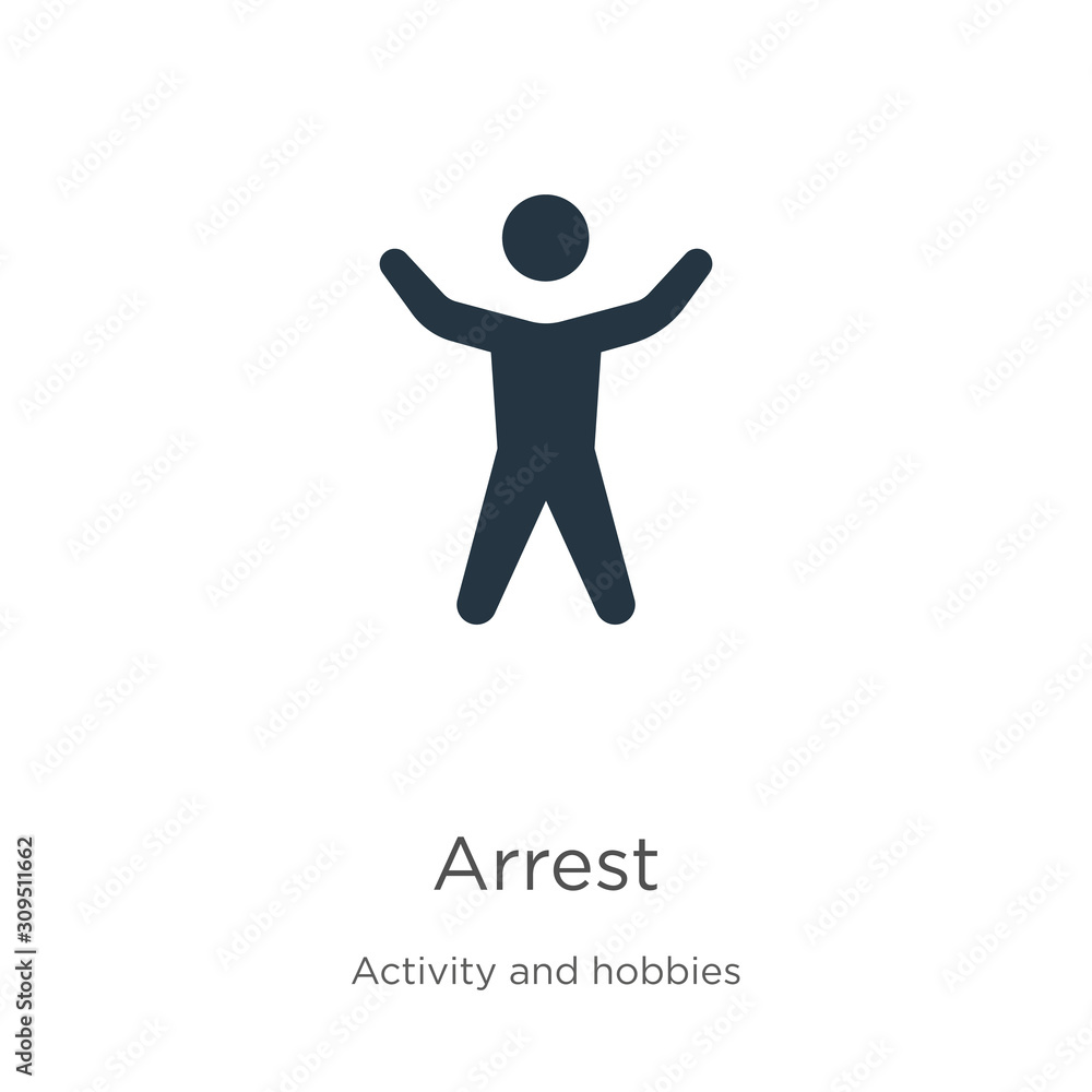 Arrest icon vector. Trendy flat arrest icon from activity and hobbies collection isolated on white background. Vector illustration can be used for web and mobile graphic design, logo, eps10 Arrest icon vector. Trendy flat arrest icon from activity and hobbies collection isolated on white background. Vector illustration can be used for web and mobile graphic design, logo, eps10