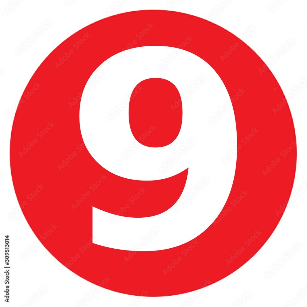 The Number 9 Big Red Dot Letters and Numbers The Number 9 Big Red Dot Letters and Numbers