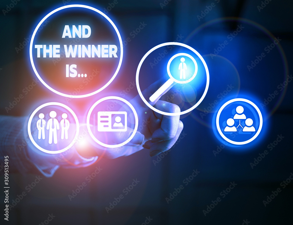 Handwriting text writing And The Winner Is. Conceptual photo announcing a demonstrating or thing that wins something Handwriting text writing And The Winner Is. Conceptual photo announcing a demonstrating or thing that wins something