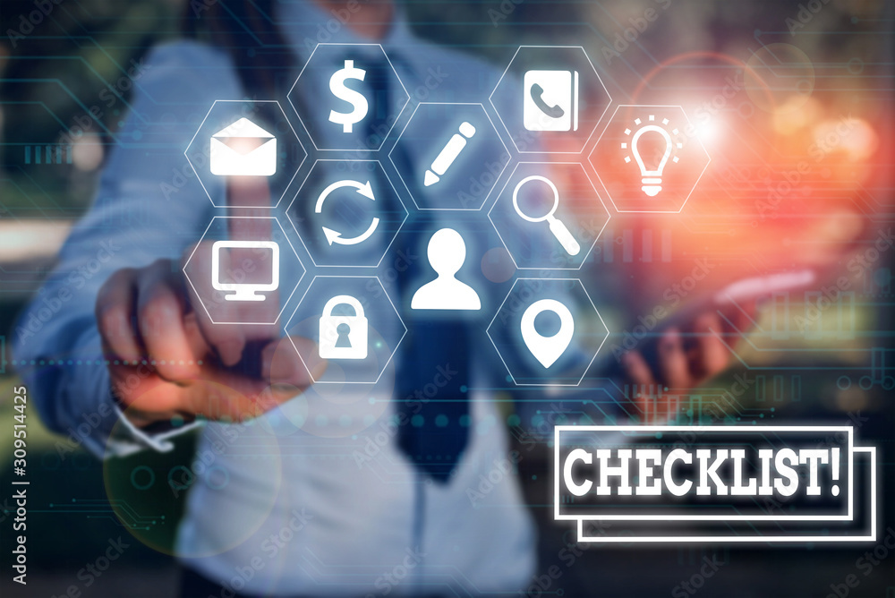 Writing note showing Checklist. Business concept for list items required things be done or points considered Writing note showing Checklist. Business concept for list items required things be done or points considered
