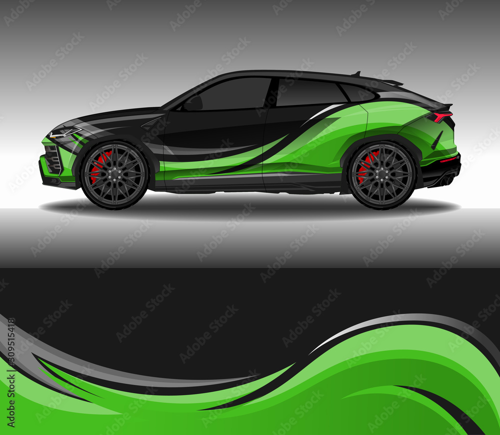 Fototapeta premium Car wrap decal design vector, custom livery race rally car vehicle sticker and tinting.