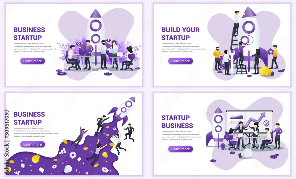 Set of web page design templates for Business start up concept. Can use for web banner, poster, infographics, landing page, web template. Flat vector illustration Set of web page design templates for Business start up concept. Can use for web banner, poster, infographics, landing page, web template. Flat vector illustration