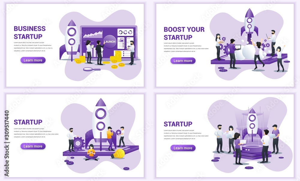 Set of web page design templates for Business start up concept. Can use ...